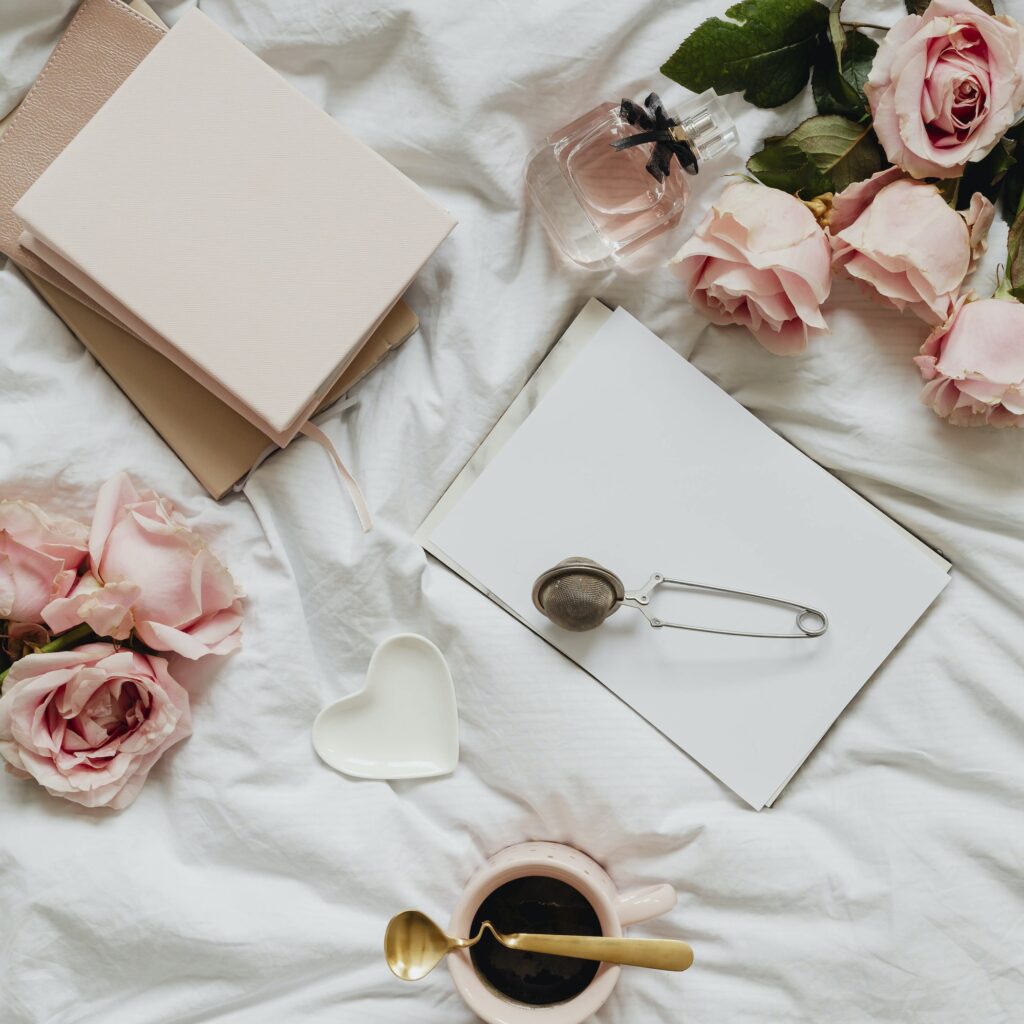 Romantic pink flat lay